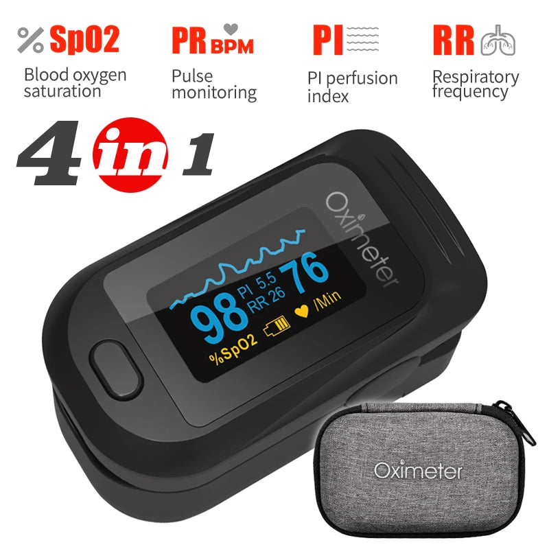 KIUZOU Finger Pulse Oximeter OLED Blood Oxygen Saturation Heart Rate Monitor Oxymeters Medical With Respiratory Digital Oximeter