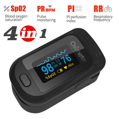 KIUZOU Finger Pulse Oximeter SPO2 PR PI RR Blood Oxygen Saturation Meter Heart Rate Monitor OLED Oximetro De Dedo