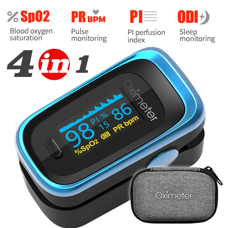 KIUZOU Finger Pulse Oximeter SPO2 PR PI RR Blood Oxygen Saturation Meter Heart Rate Monitor OLED Oximetro De Dedo