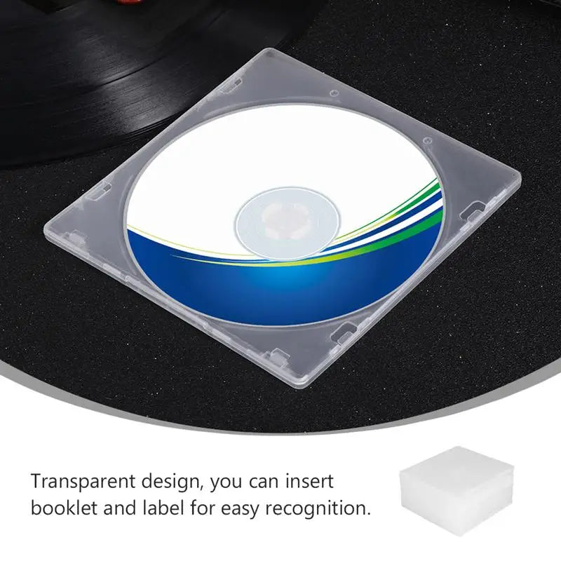 25Pcs Ultrathin DVD Case Transparent Cd Case Portable CD Storage Box for Home Cinema