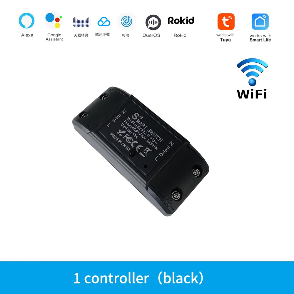 Tuya WiFi Smart Switch APP Wireless Controller Universal Breaker Timer Smart Life Work with LED Light Switch Alexa Accessories