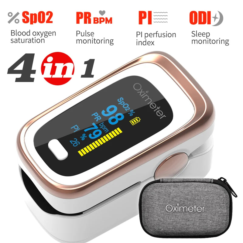 KIUZOU Finger Pulse Oximeter SPO2 PR PI RR Blood Oxygen Saturation Meter Heart Rate Monitor OLED Oximetro De Dedo