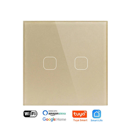 UNKAS No Neutral Wire Required 1 2 3 4 Gang Wifi Wall Light Touch Switch EU 220V Tuya Smart Home Support Alexa Google Home
