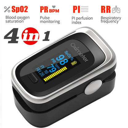 KIUZOU Finger Pulse Oximeter SPO2 PR PI RR Blood Oxygen Saturation Meter Heart Rate Monitor OLED Oximetro De Dedo