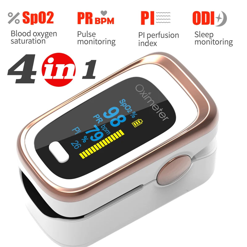 KIUZOU Finger Pulse Oximeter SPO2 PR PI RR Blood Oxygen Saturation Meter Heart Rate Monitor OLED Oximetro De Dedo
