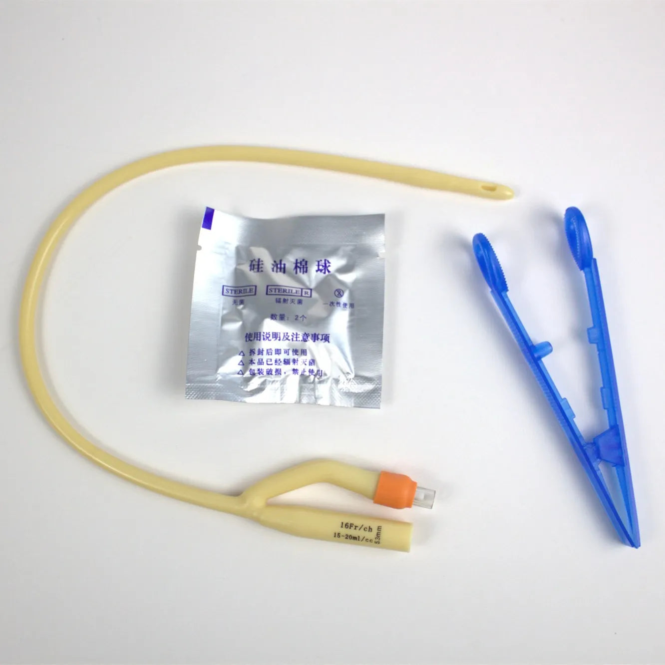 Disposable Sterile Urethral Catheterization Pack 16Fr 18 Fr Latex Double-Lumen Catheter Urine Tube Kit For Adult Urine Drainage