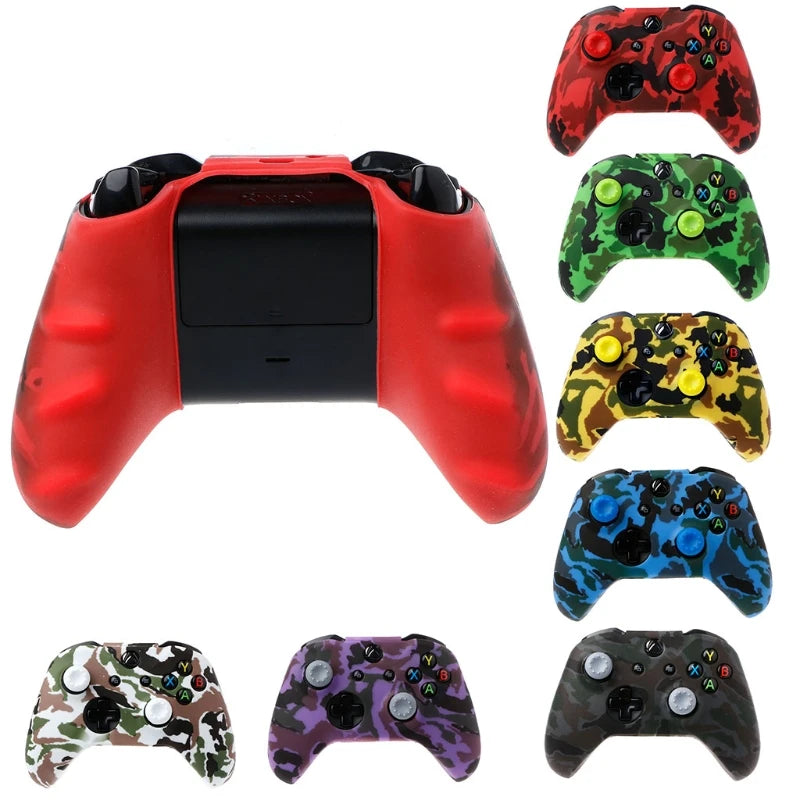 Camouflage Silicone Gamepad Cover + 2 Joystick Caps For XBox S Controller HX6A