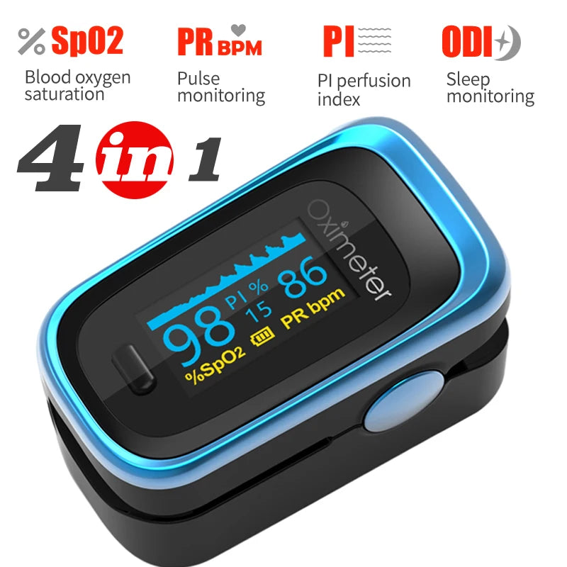 KIUZOU Finger Pulse Oximeter SPO2 PR PI RR Blood Oxygen Saturation Meter Heart Rate Monitor OLED Oximetro De Dedo