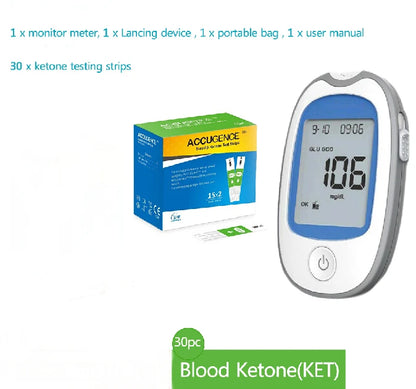 Fast Test Blood Ketone Meter Kit for Keto Diet with Ketone Monitor and Strips 30pc with Lancets Ketosis&Ketogenic  Diet