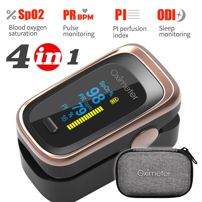 KIUZOU Finger Pulse Oximeter SPO2 PR PI RR Blood Oxygen Saturation Meter Heart Rate Monitor OLED Oximetro De Dedo