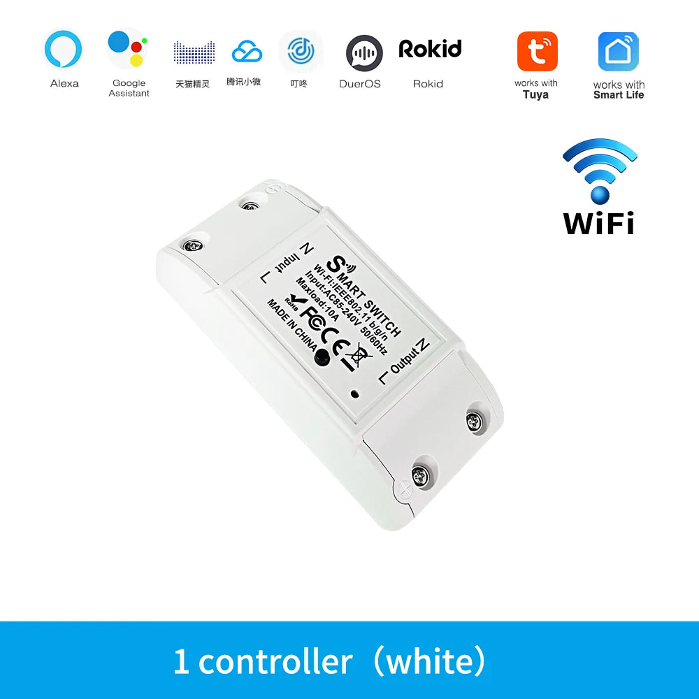 Tuya WiFi Smart Switch APP Wireless Controller Universal Breaker Timer Smart Life Work with LED Light Switch Alexa Accessories