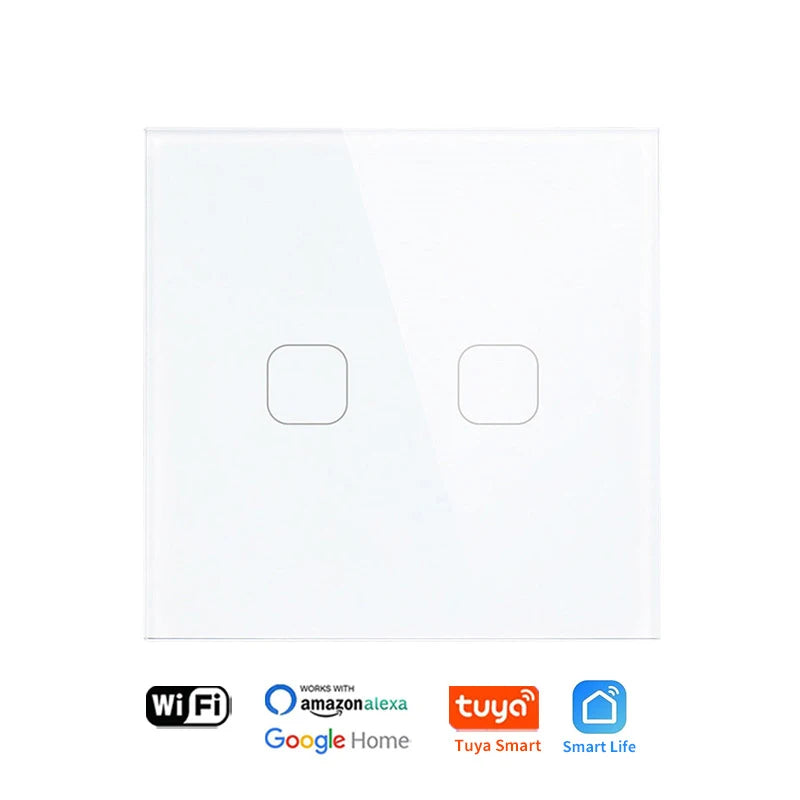 UNKAS No Neutral Wire Required 1 2 3 4 Gang Wifi Wall Light Touch Switch EU 220V Tuya Smart Home Support Alexa Google Home