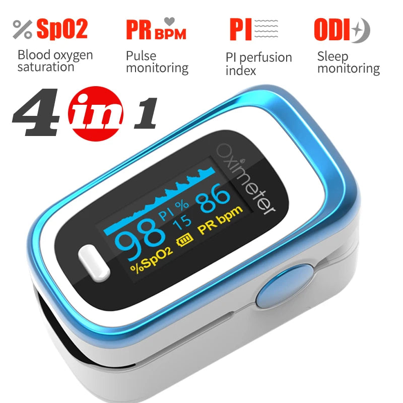KIUZOU Finger Pulse Oximeter SPO2 PR PI RR Blood Oxygen Saturation Meter Heart Rate Monitor OLED Oximetro De Dedo