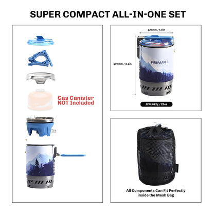 Fire Maple Polaris X5 Cooking System Portable Stove Micro Regulator Valve Electric Jet Burner Pot Camping Backpack Water Boiler