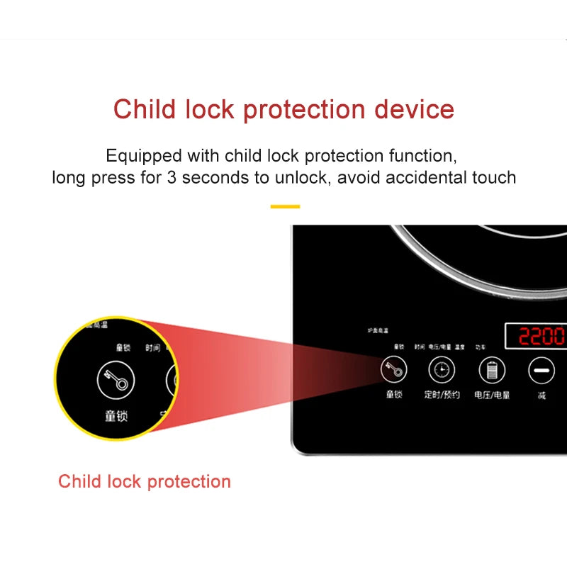 Household Embedded Electric Ceramic Induction Cooker Double Cooktop Dual-purpose Desktop Electric Hob 4400W Fry Soup Stewing