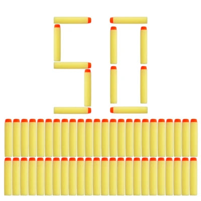 50pcs For Nerf Bullets Soft Hollow Hole Head 7.2cm Refill Darts Toy Gun Bullets for Nerf Series Blasters Xmas kid Gifts yellow