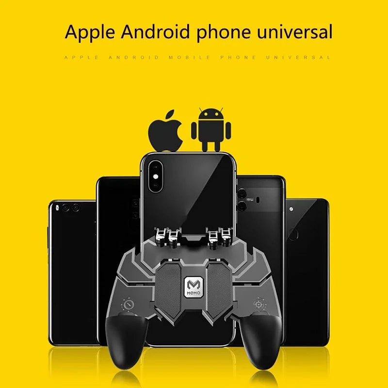 AK66 Six Fingers PUBG Game Controller Gamepad Metal Trigger Shooting Free Fire Gamepad Joystick For IOS Android Mobile Phone