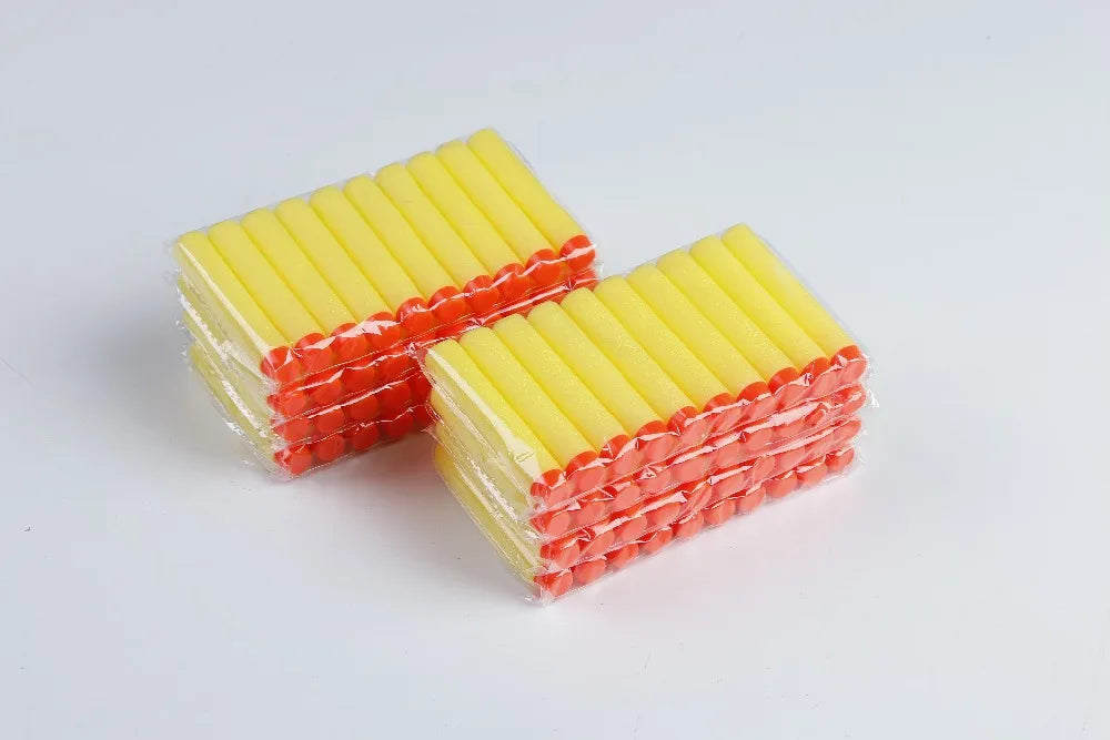 50pcs For Nerf Bullets Soft Hollow Hole Head 7.2cm Refill Darts Toy Gun Bullets for Nerf Series Blasters Xmas kid Gifts yellow