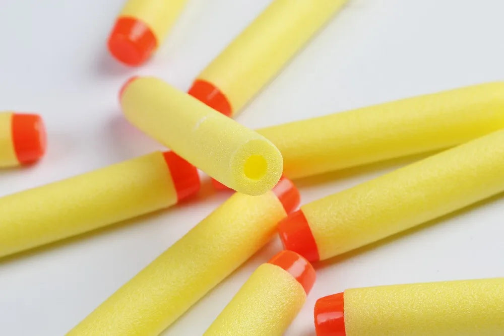50pcs For Nerf Bullets Soft Hollow Hole Head 7.2cm Refill Darts Toy Gun Bullets for Nerf Series Blasters Xmas kid Gifts yellow