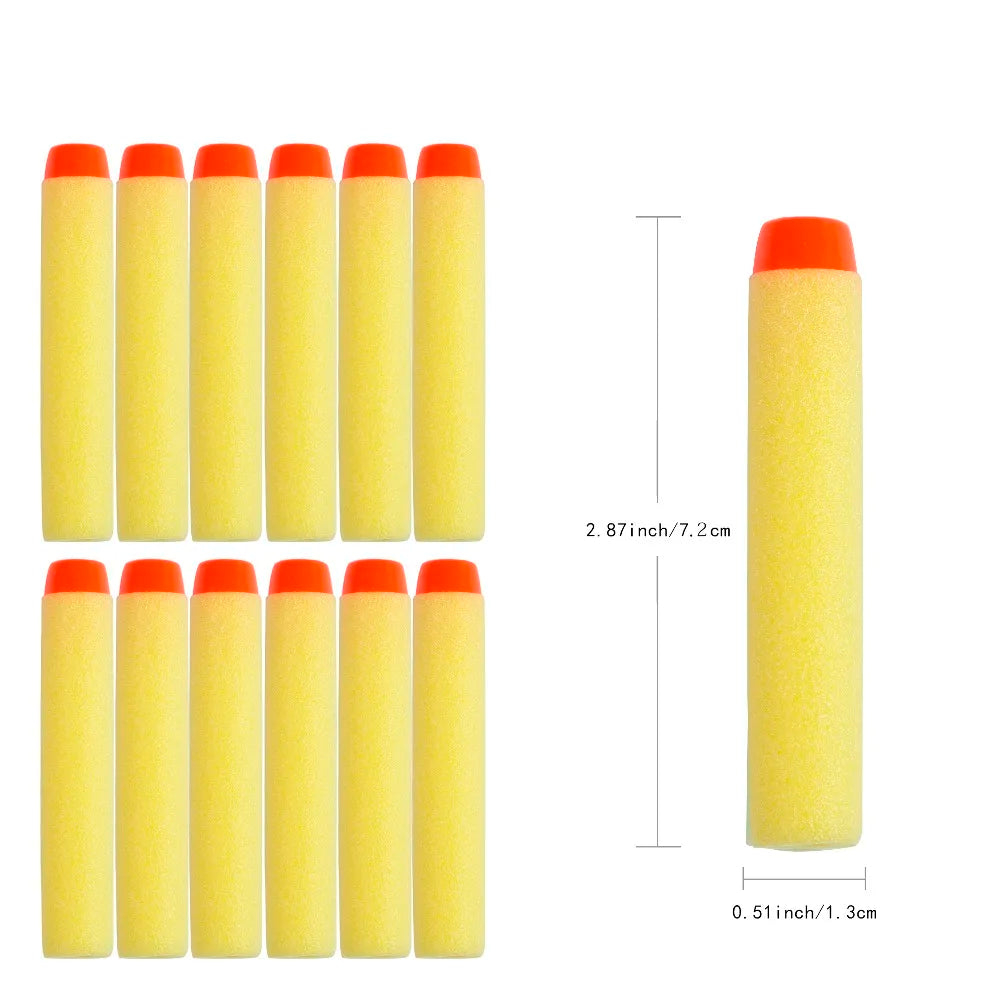 50pcs For Nerf Bullets Soft Hollow Hole Head 7.2cm Refill Darts Toy Gun Bullets for Nerf Series Blasters Xmas kid Gifts yellow