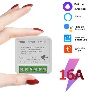 Tuya Smart Wifi Switch Yandex Alice Smart Home Wireless Switch Alexa Google Home 16A Timer Voice Control DIY Automation Module