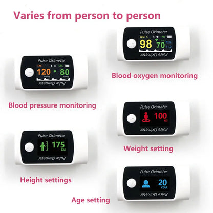 Digital Fingertip Pulse Oximeter & Blood Pressure Monitor 2 in 1 with Bluetooth Household Fingertip OximetroPressure Meter OLED