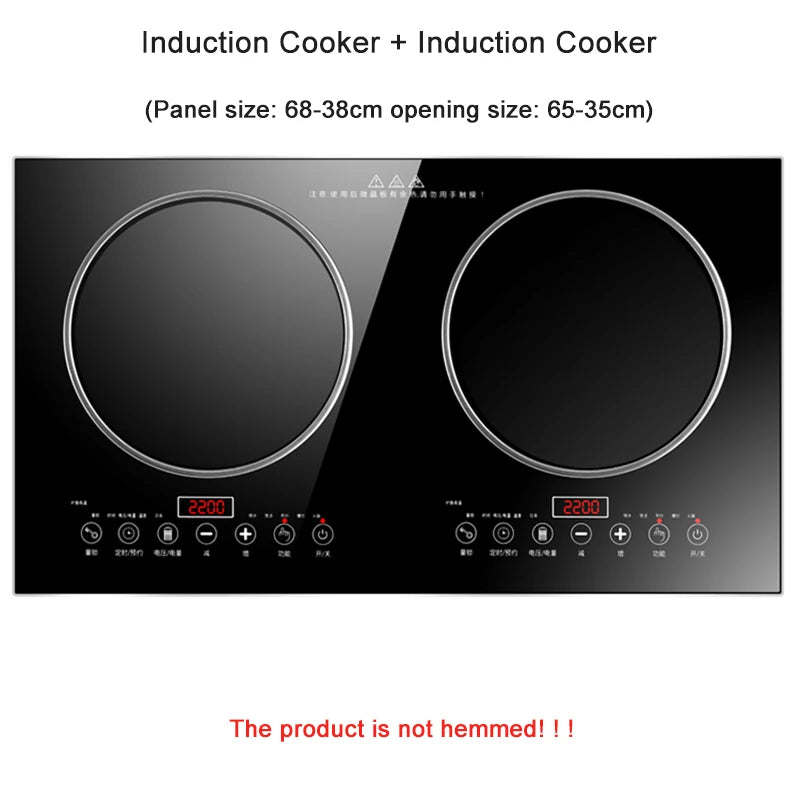 Household Embedded Electric Ceramic Induction Cooker Double Cooktop Dual-purpose Desktop Electric Hob 4400W Fry Soup Stewing