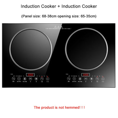 Household Embedded Electric Ceramic Induction Cooker Double Cooktop Dual-purpose Desktop Electric Hob 4400W Fry Soup Stewing