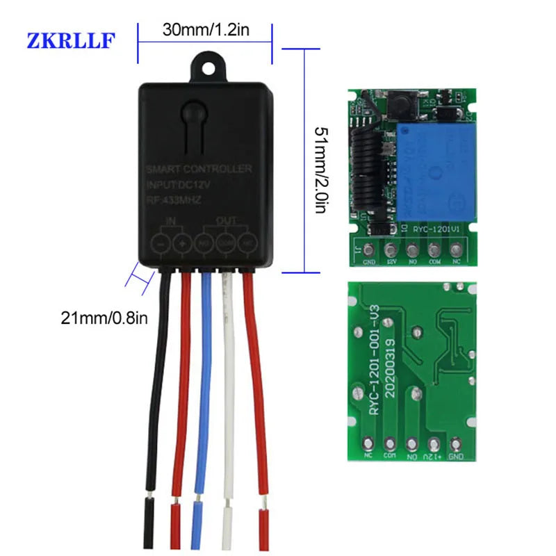 433Mhz Universal Remote Controls  DC 12V 1CH Relay Receiver Module RF Transmitter 433 Mhz Wireless Remote Control Switch Diy Kit