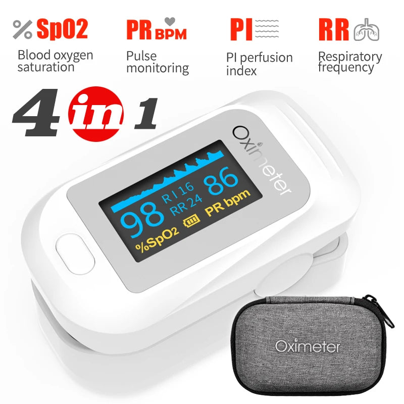 KIUZOU Finger Pulse Oximeter OLED Blood Oxygen Saturation Heart Rate Monitor Oxymeters Medical With Respiratory Digital Oximeter