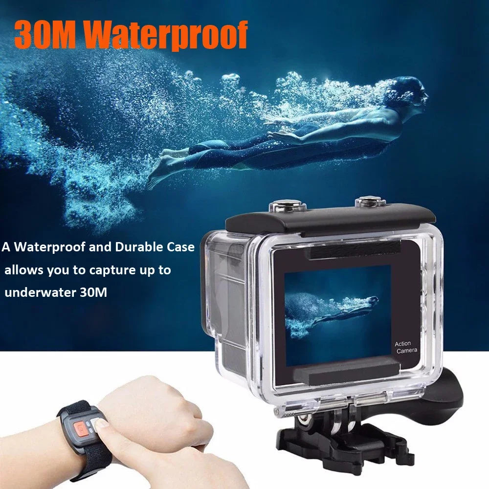 4K Ultra HD Action Camera Double IPS LCD WiFi 20MP 170D Webcam DVR 30M Waterproof  Sport DV Helmet Video Camera Allwinner V3