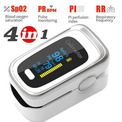 KIUZOU Finger Pulse Oximeter SPO2 PR PI RR Blood Oxygen Saturation Meter Heart Rate Monitor OLED Oximetro De Dedo