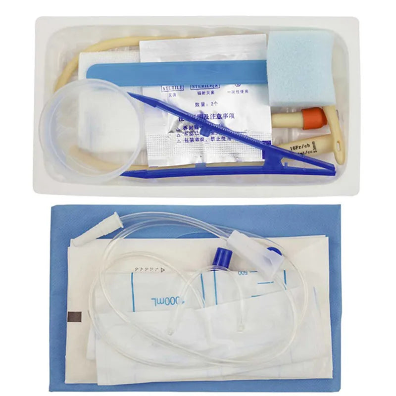 Disposable Sterile Urethral Catheterization Pack 16Fr 18 Fr Latex Double-Lumen Catheter Urine Tube Kit For Adult Urine Drainage