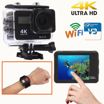 4K Ultra HD Action Camera Double IPS LCD WiFi 20MP 170D Webcam DVR 30M Waterproof  Sport DV Helmet Video Camera Allwinner V3