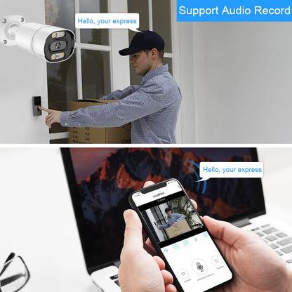 Smar High Quality Metal Bullet Camera 4K 8MP Outdoor IP Camera Full Color Vision Ai Face Detection Audio Video Surveillance