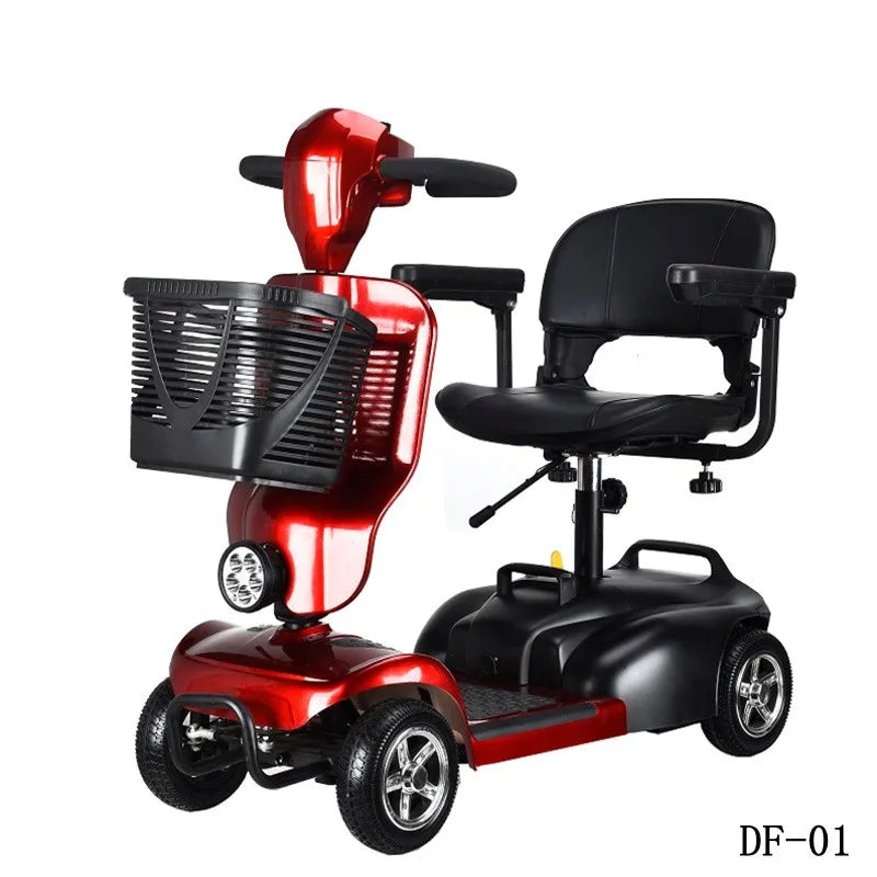 four wheels old age scooter foldable lightweight  electric  wheelchair handicap patients mobility elderly scooter