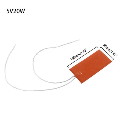 5V/12V/24V/220V 0.4W Silicone Heating Pad Rubber Heat Mat Waterproof Heated Bed Plate Flexible 3D Printer Pad Household Tool