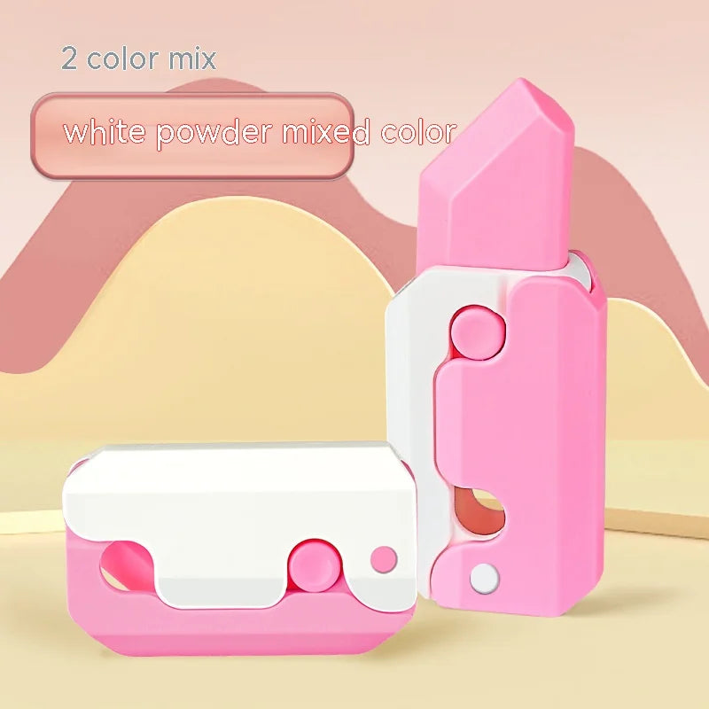 3D Carrot Gravity Plastic Knife Fidget Toys Foldable Decompressed Push Card Small Toy 3D Printing Carrot Radish Knife