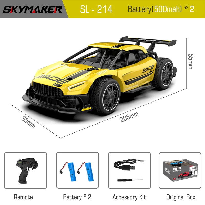 RC Metal Car Toys 1/24 2.4G High Speed Remote Control Mini Scale Model Vehicle Electric Metal RC Car Toys for Boys Children Gift