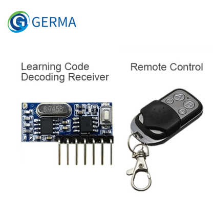 GERMA RF 433mhz Transmitter 4 Button Remote Control + Receiver Module Fixed EV1527 Decoding 4CH Output With Learning DIY Kit