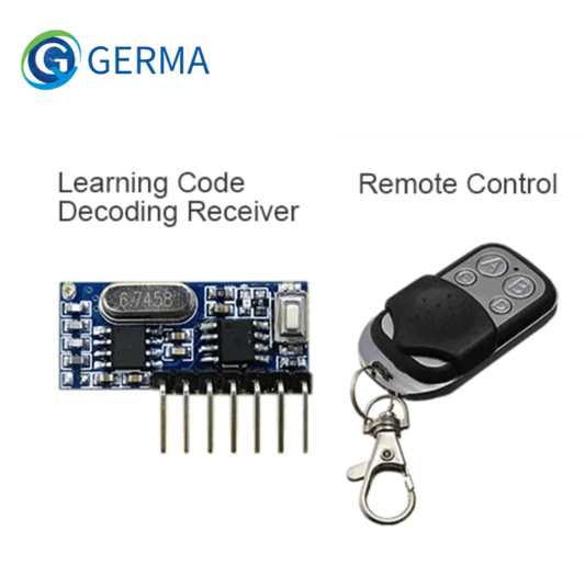 GERMA RF 433mhz Transmitter 4 Button Remote Control + Receiver Module Fixed EV1527 Decoding 4CH Output With Learning DIY Kit
