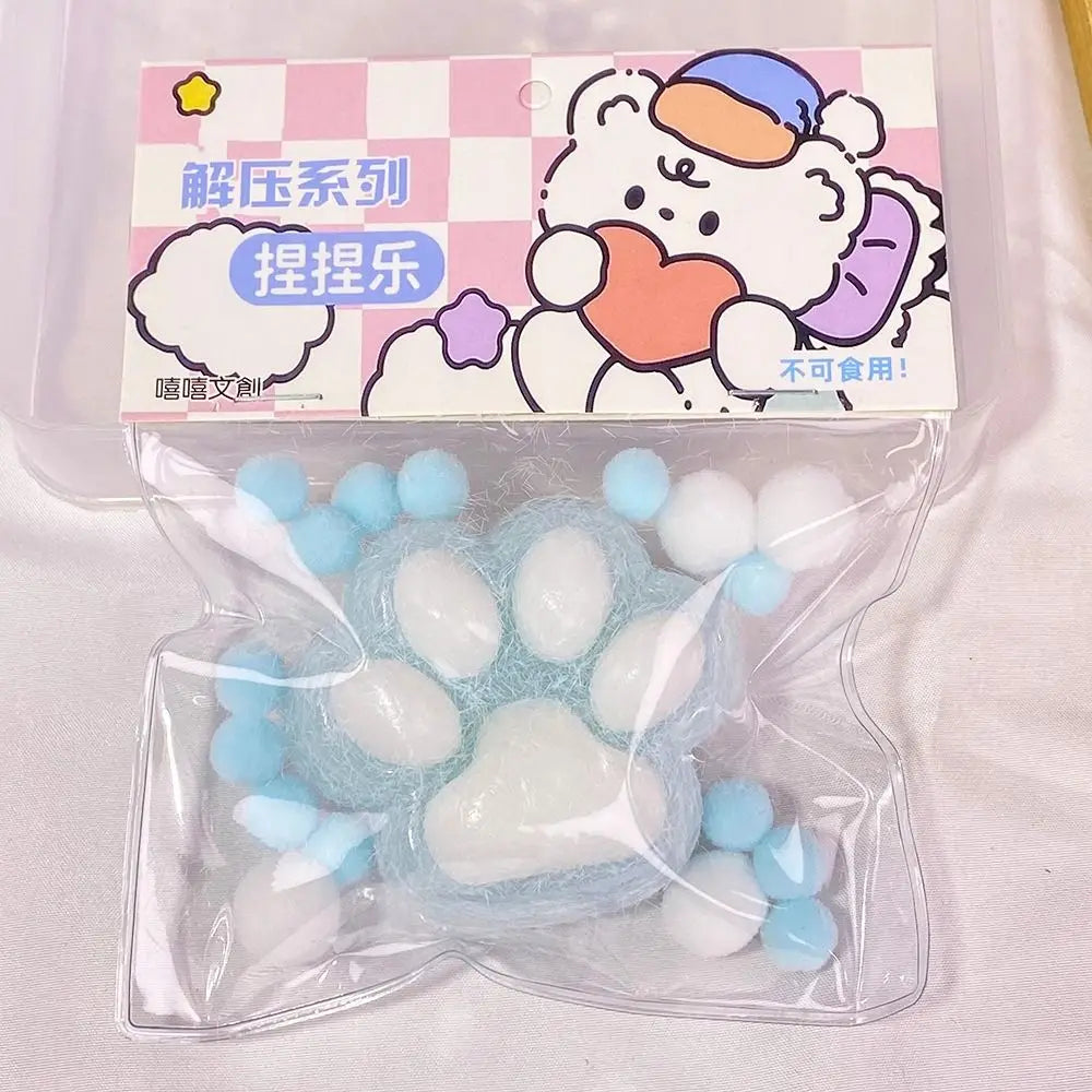 Cartoon Cat Claw Squeeze Pinching Transparent Toy Cute Cat Paw Slow Rebound Decompression Toy Kids Stress Release Vent Toy