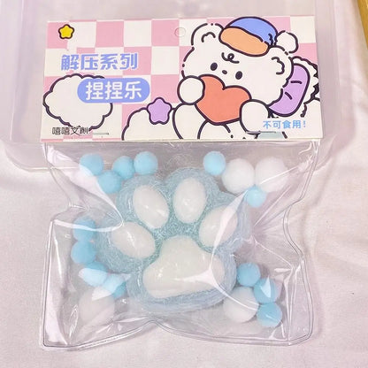 Cartoon Cat Claw Squeeze Pinching Transparent Toy Cute Cat Paw Slow Rebound Decompression Toy Kids Stress Release Vent Toy
