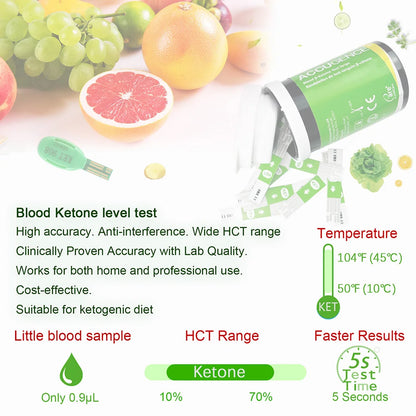 Blood Ketone Hemoglobin Uric Acid Blood Glucose Test Strips Test Strips for PM800 4 in 1 Meter Diabetes Gout HB Anemia Monitor