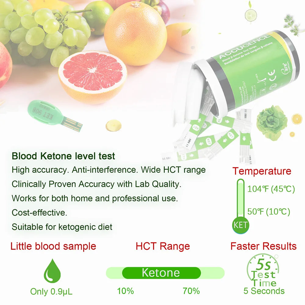 Blood Ketone Hemoglobin Uric Acid Blood Glucose Test Strips Test Strips for PM800 4 in 1 Meter Diabetes Gout HB Anemia Monitor