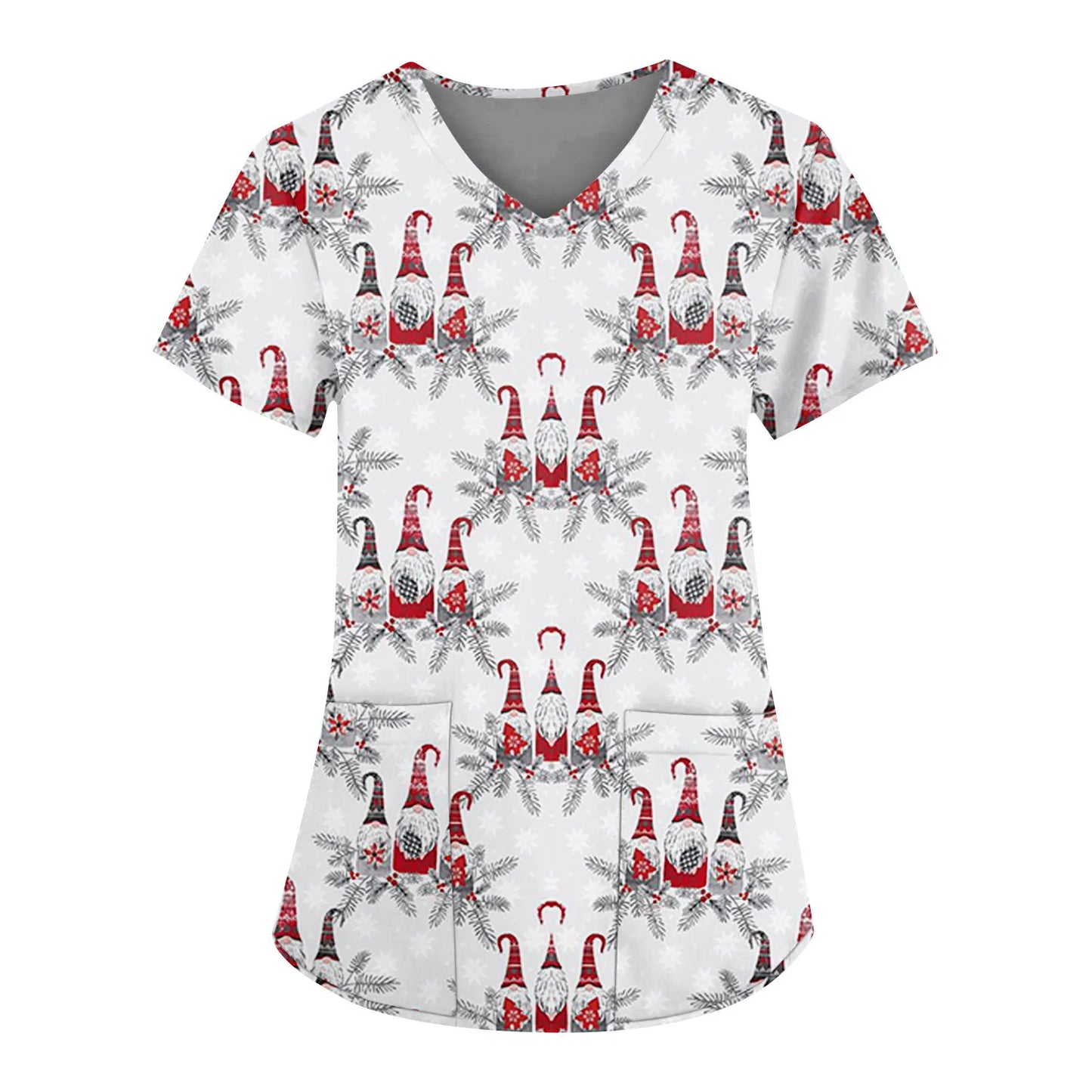 Women's medical gown Halloween pumpkin Christmas reindeer V-neck clinical gown short sleeved patch top women's surgical nurse