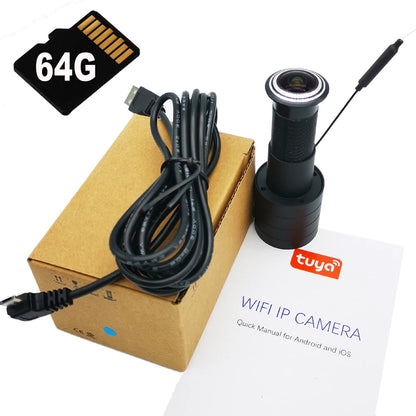 Tuya Wifi Door Eye Camera Mini Peephole Door WifI IP Camera 1.6MM Wide Angle FishEye 2Way Audio Build-In Speaker TF Card Slot
