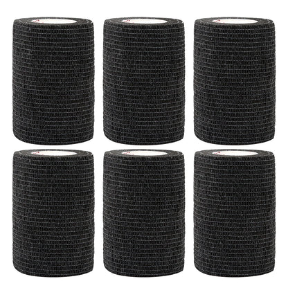 24Rolls Kindmax Self Adhesive Bandage Black, Elastic Breathable Sports Non-woven Wrap Finger Tape For Wrist Ankle First Aid
