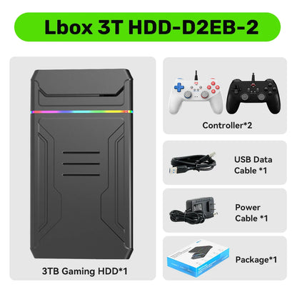 3T Gaming HDD Launchbox OS Retro Game Console for XBOX/PS4/Switch/PS3/PS2/PS1/WiiU/Wii/DC with 10107 Games for Windows PC/Laptop