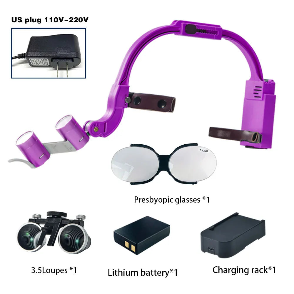 Dental 2.5X 3.5X 5X 6X Optional Loupe Magnification Binocular Surgical Magnifier with Headlight LED Light Dentist Medical Loupes